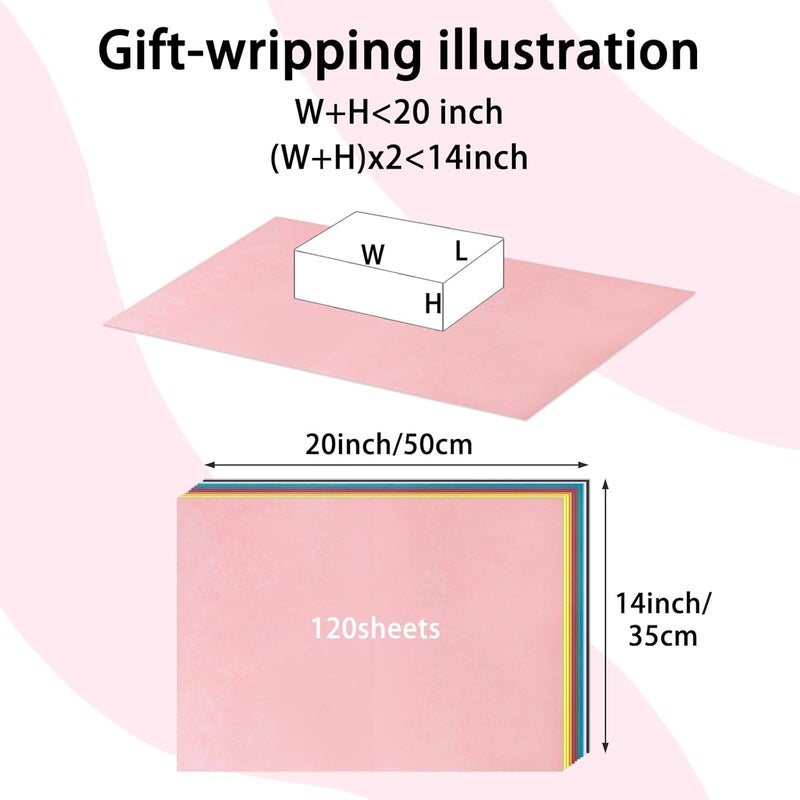 Laidans 120 Sheets 20"X14" Colored Tissue Paper for Gift Bags Wrapping, Art Tissue Paper Bulk for Weddings Birthday Party Crafts Decoration, 10 Colors - Image 2